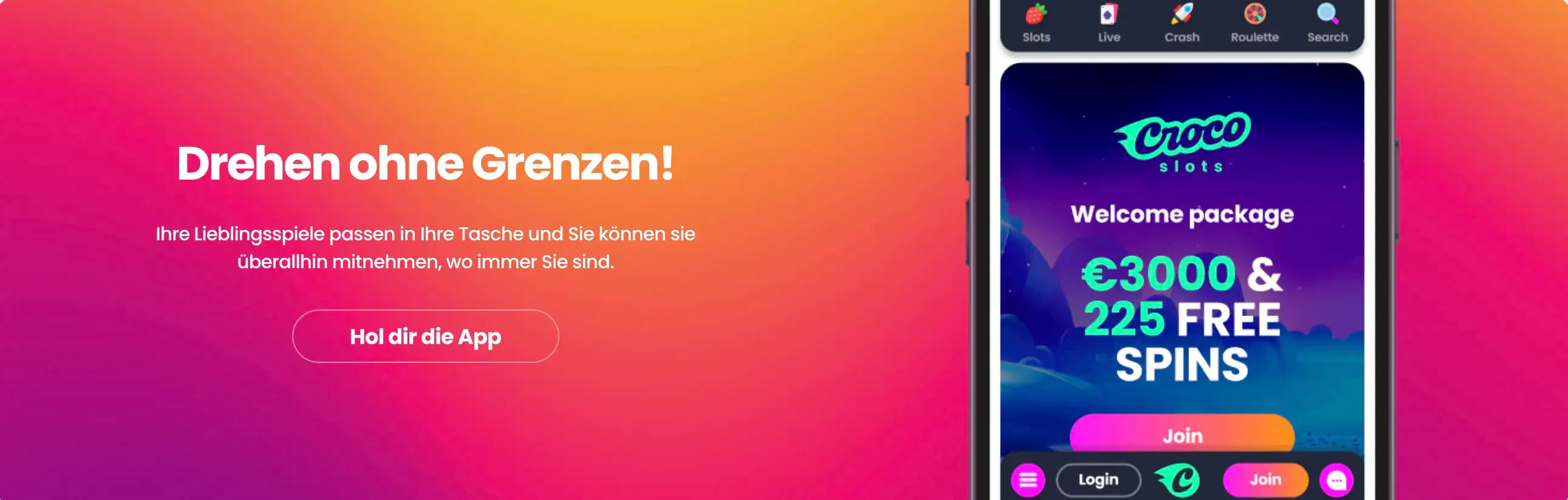 CrocoSlots im mobilen Browser